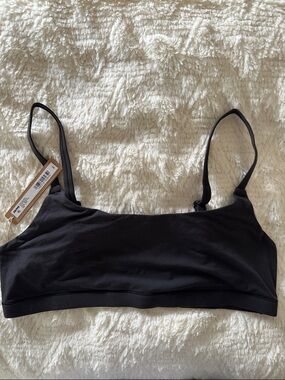 SKIMS Black Fits Everybody Seamless Crop Bralette with Thin Straps